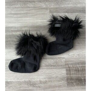 Hunter Black Faux Fur Youth Boot Socks Size M New